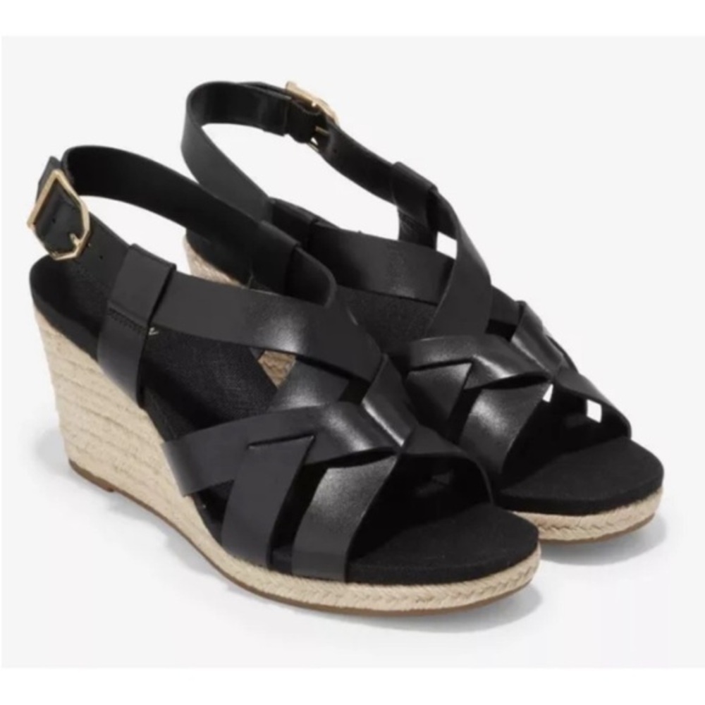 New ▶️ Cole Haan ◀️ Crystal Wedge Leather Black summer sandal